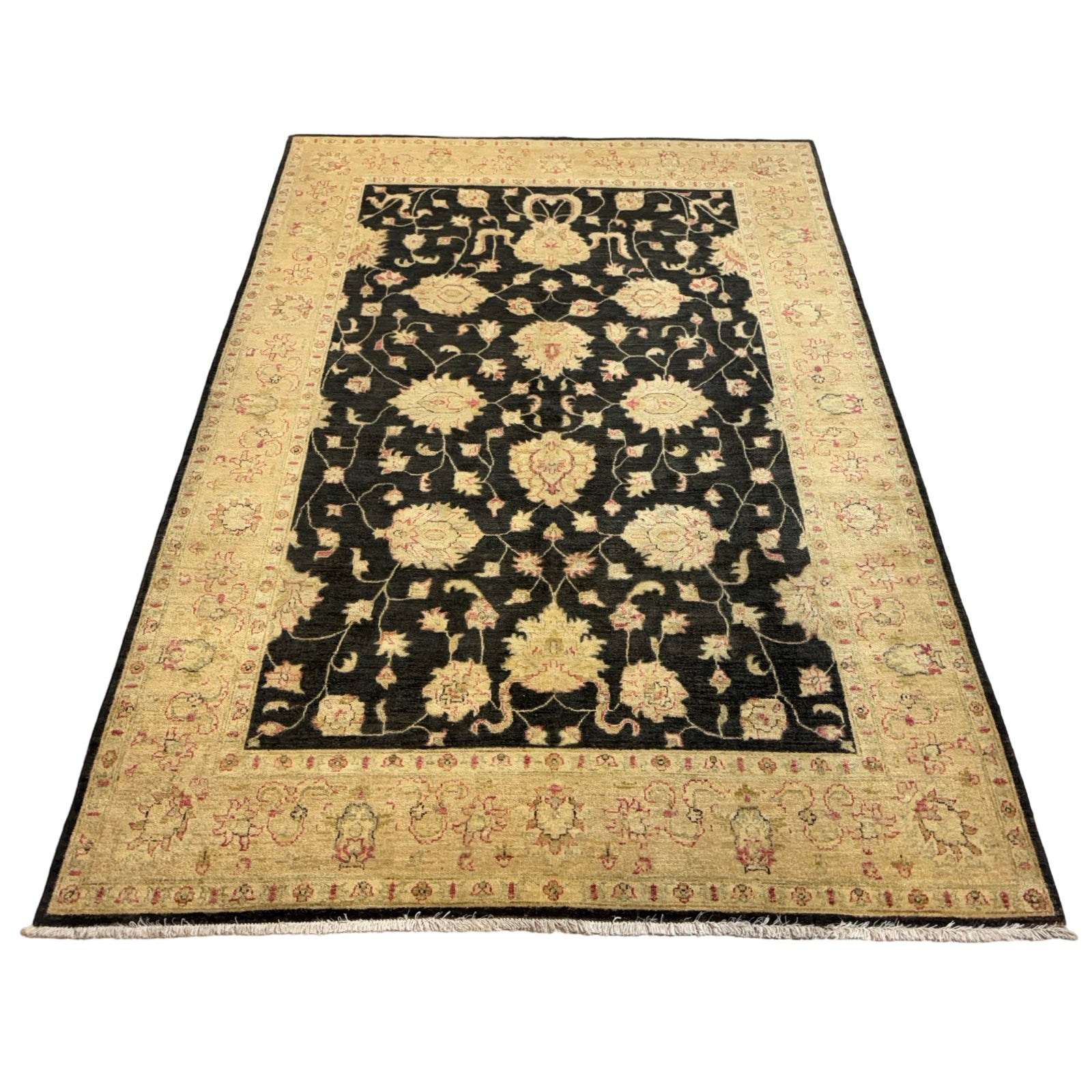 242 x 172 cm Afghan Chobi Hand-Knotted Wool Rug