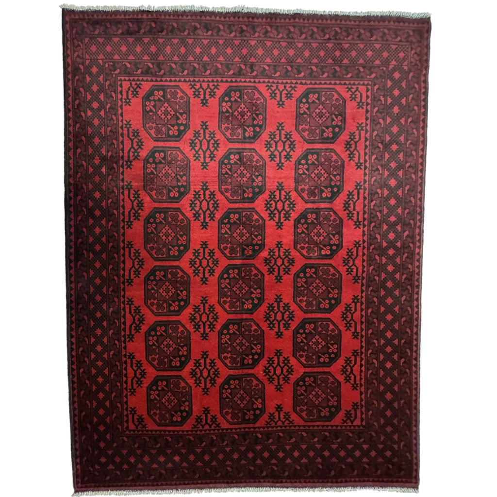 278 x 199 cm Hand Knotted Afghan Akche – Wool Rug