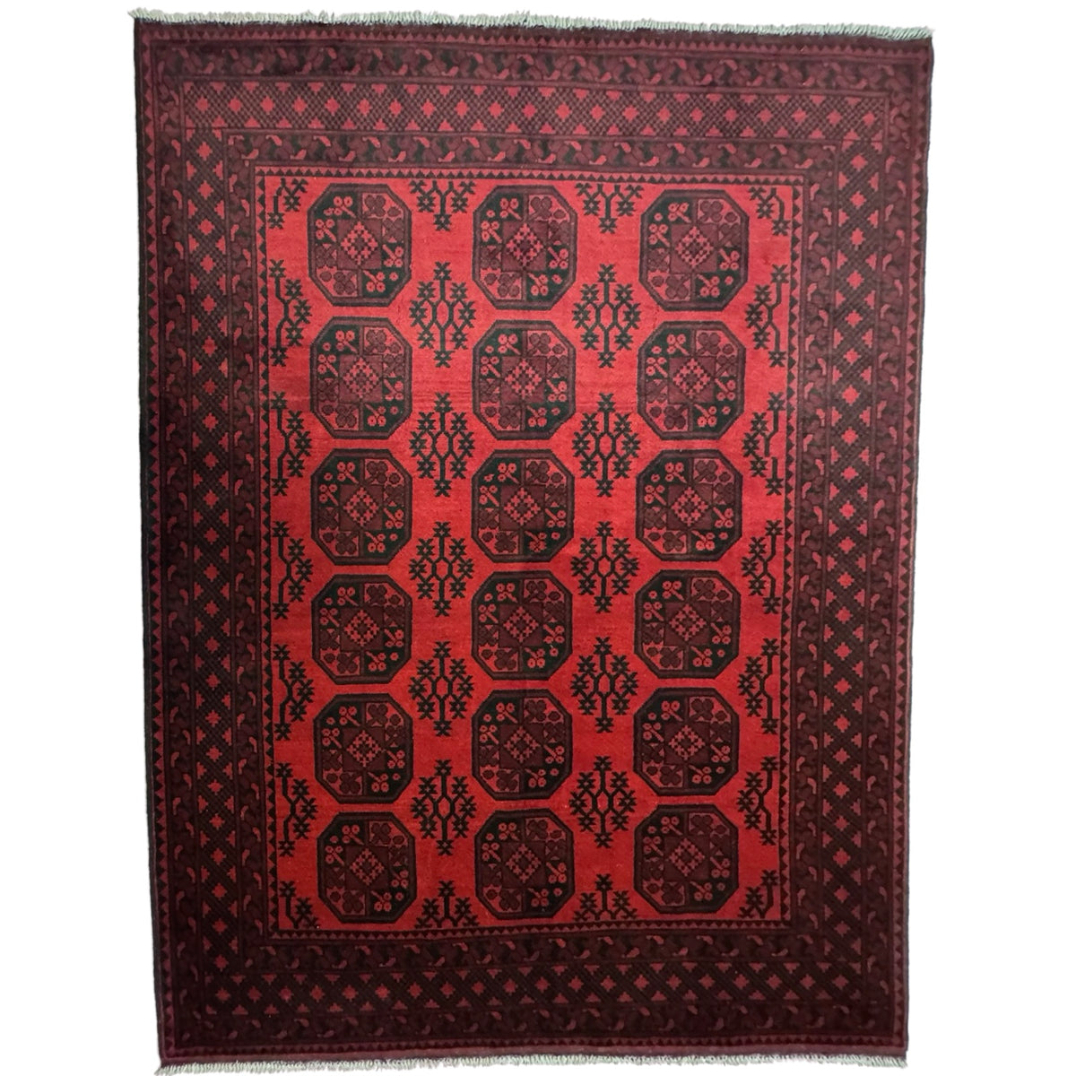 278 x 199 cm Hand Knotted Afghan Akche – Wool Rug
