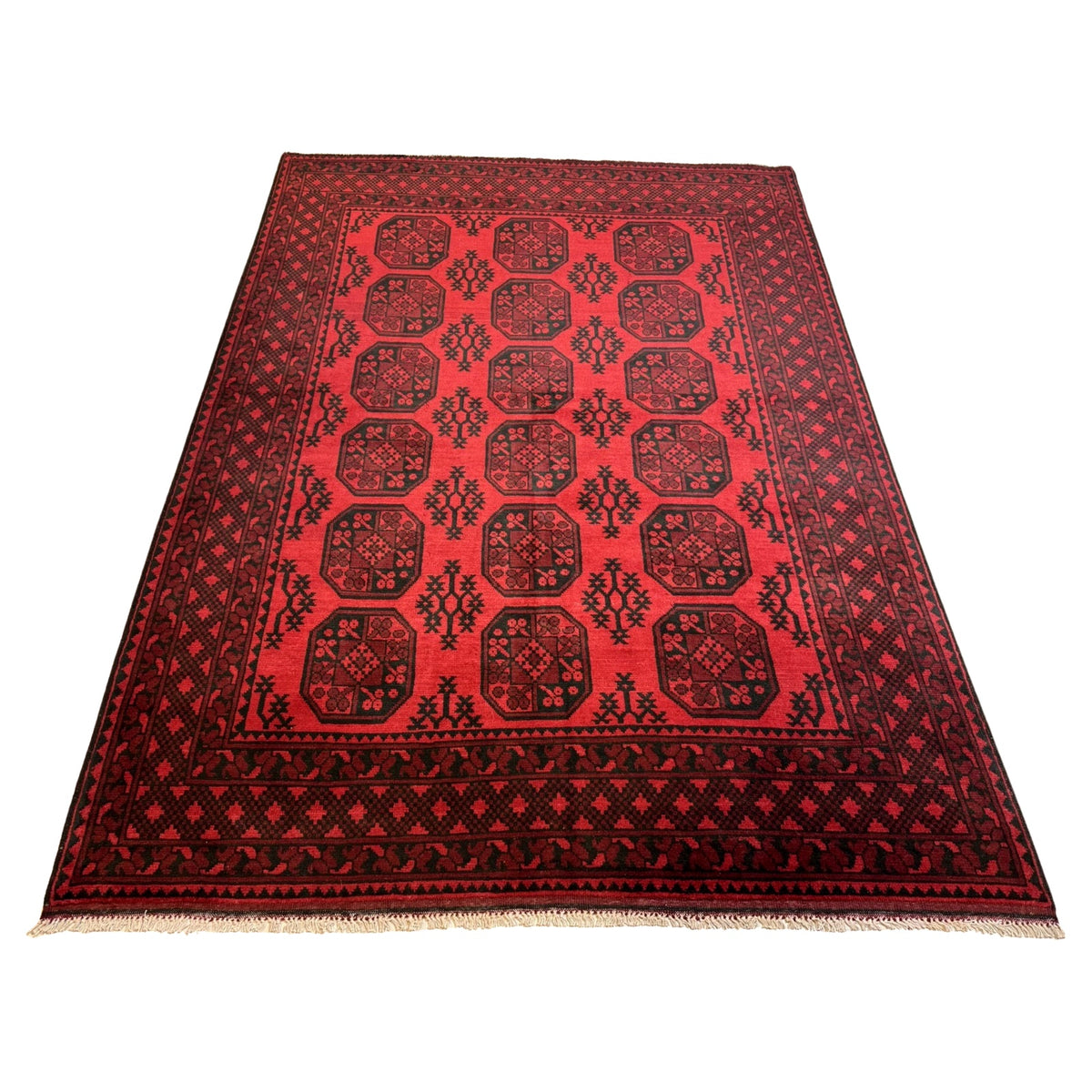 278 x 199 cm Hand Knotted Afghan Akche – Wool Rug