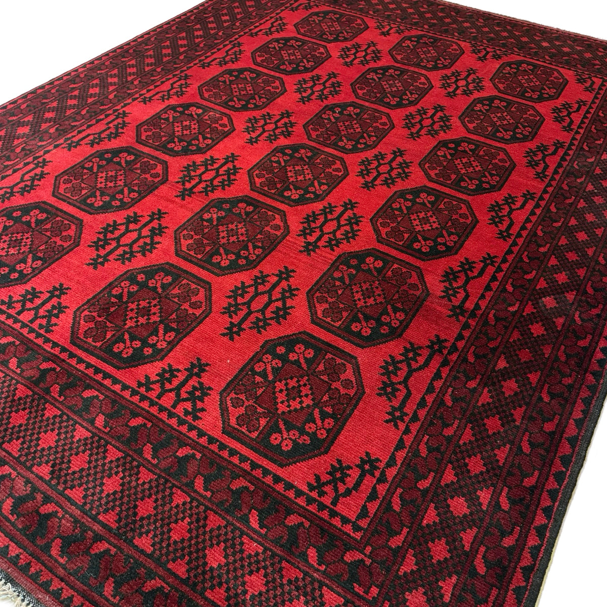 278 x 199 cm Hand Knotted Afghan Akche – Wool Rug