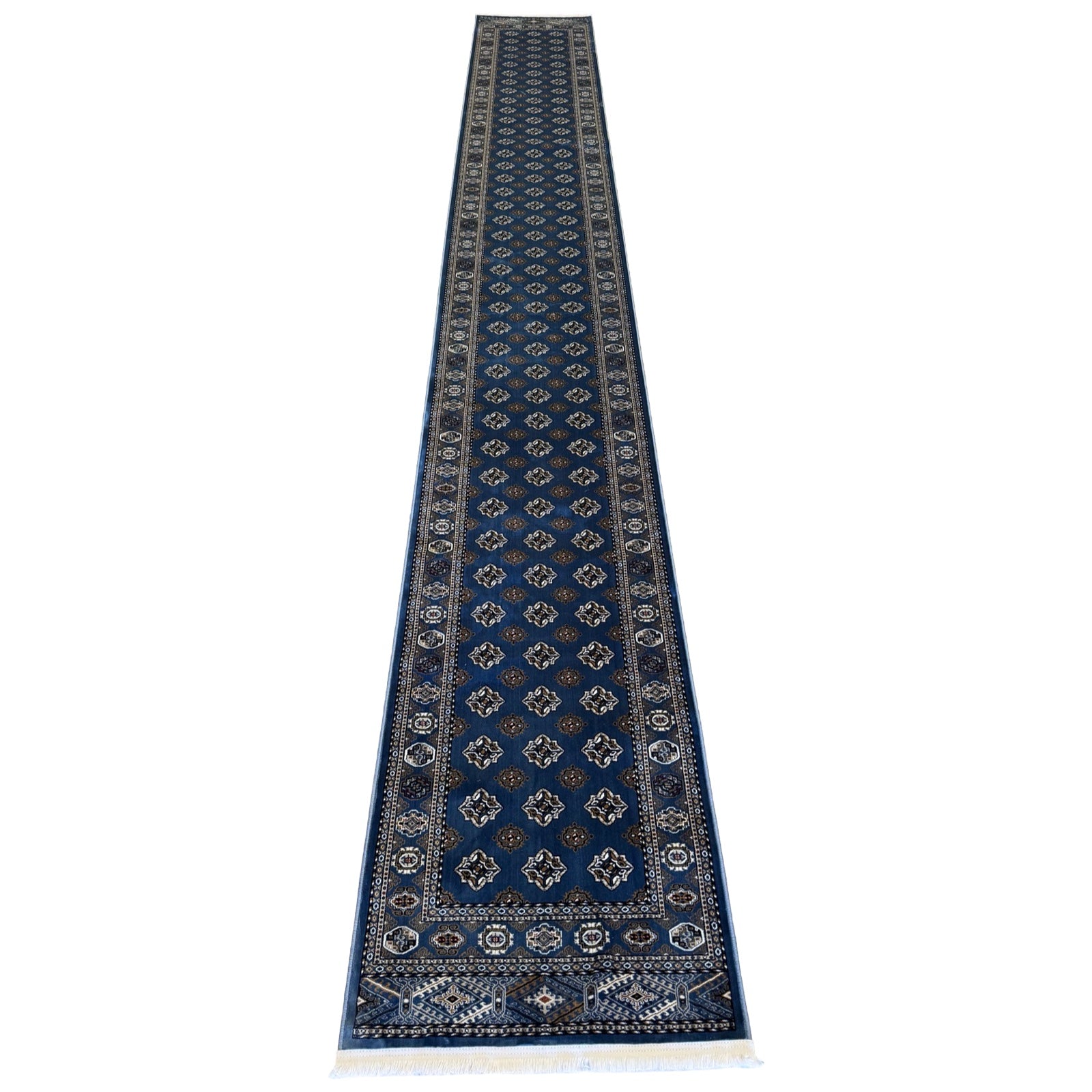 600 x 80cm Persian Bokhara – Blue Runner Rug