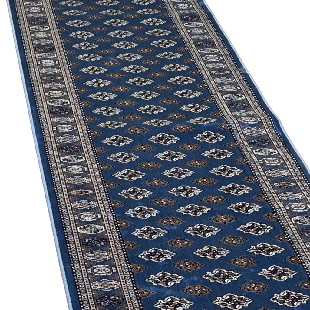 600 x 80cm Persian Bokhara – Blue Runner Rug