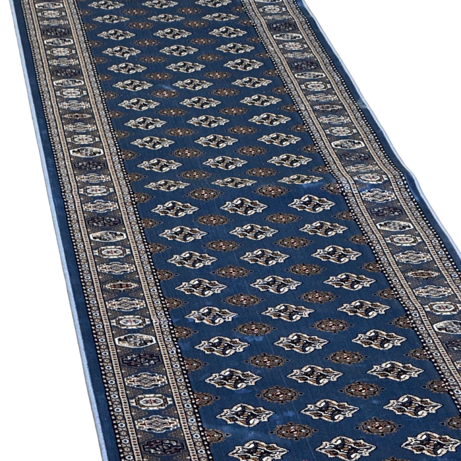 600 x 80cm Persian Bokhara – Blue Runner Rug