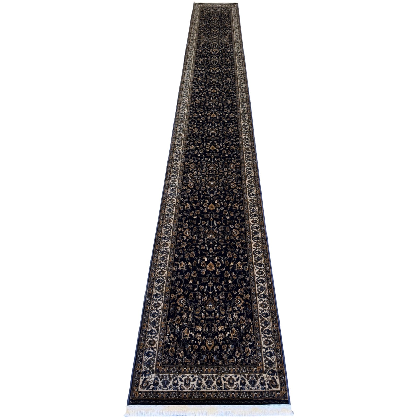 600 x 80cm All Over Floral Persian – Navy Runner Rug