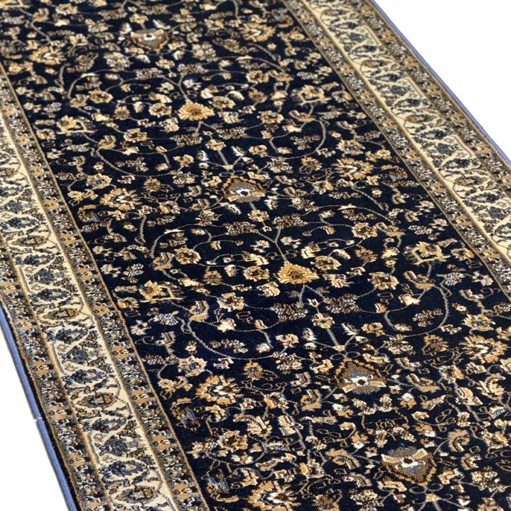 600 x 80cm All Over Floral Persian – Navy Runner Rug