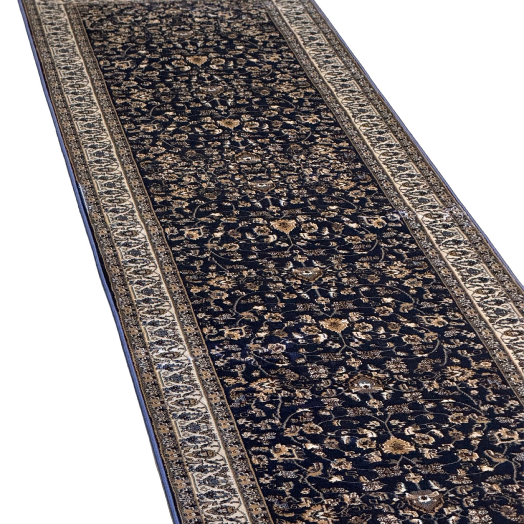 600 x 80cm All Over Floral Persian – Navy Runner Rug