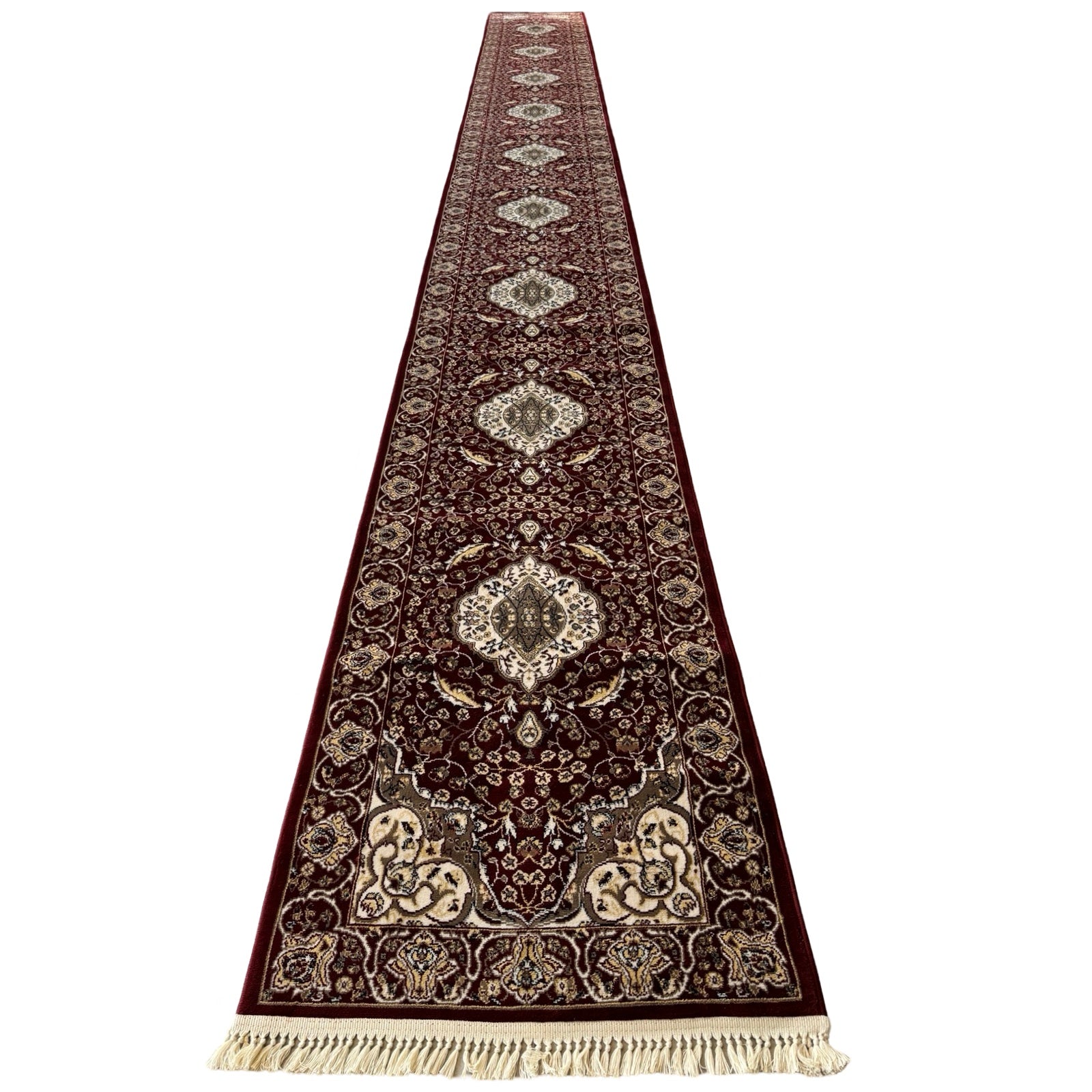 800 x 80cm Persian Mashad, Maroon Runner Rug