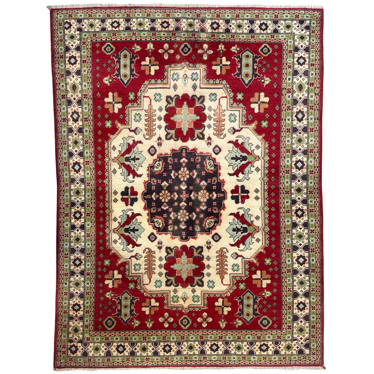197 x 145 cm Hand Knotted Afghan Kazak Wool Rug