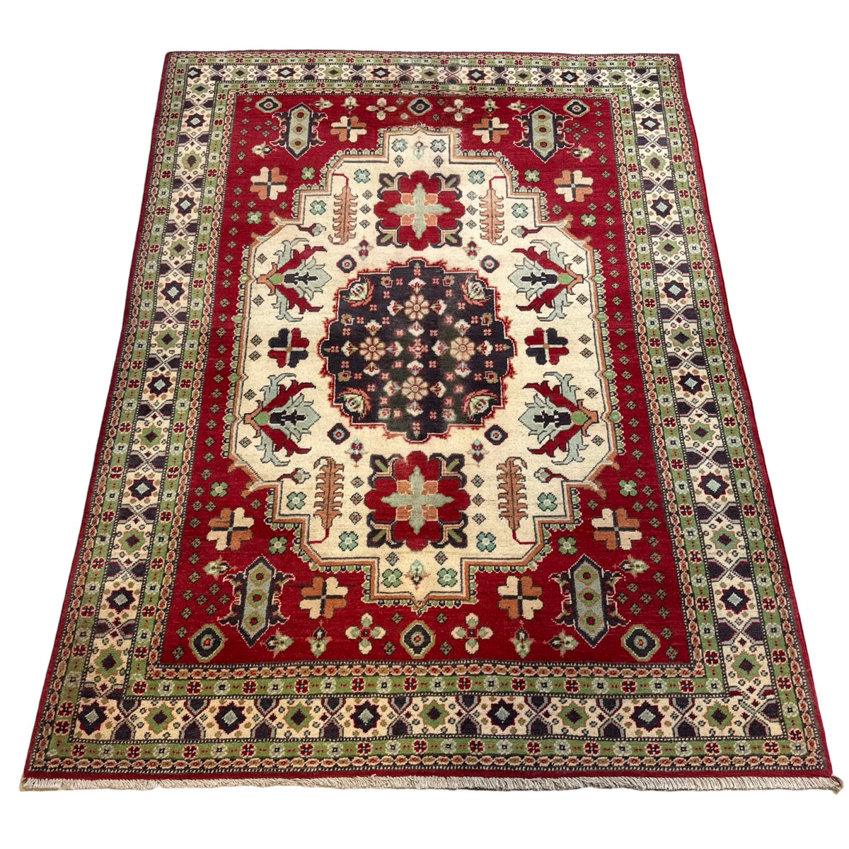 197 x 145 cm Hand Knotted Afghan Kazak Wool Rug