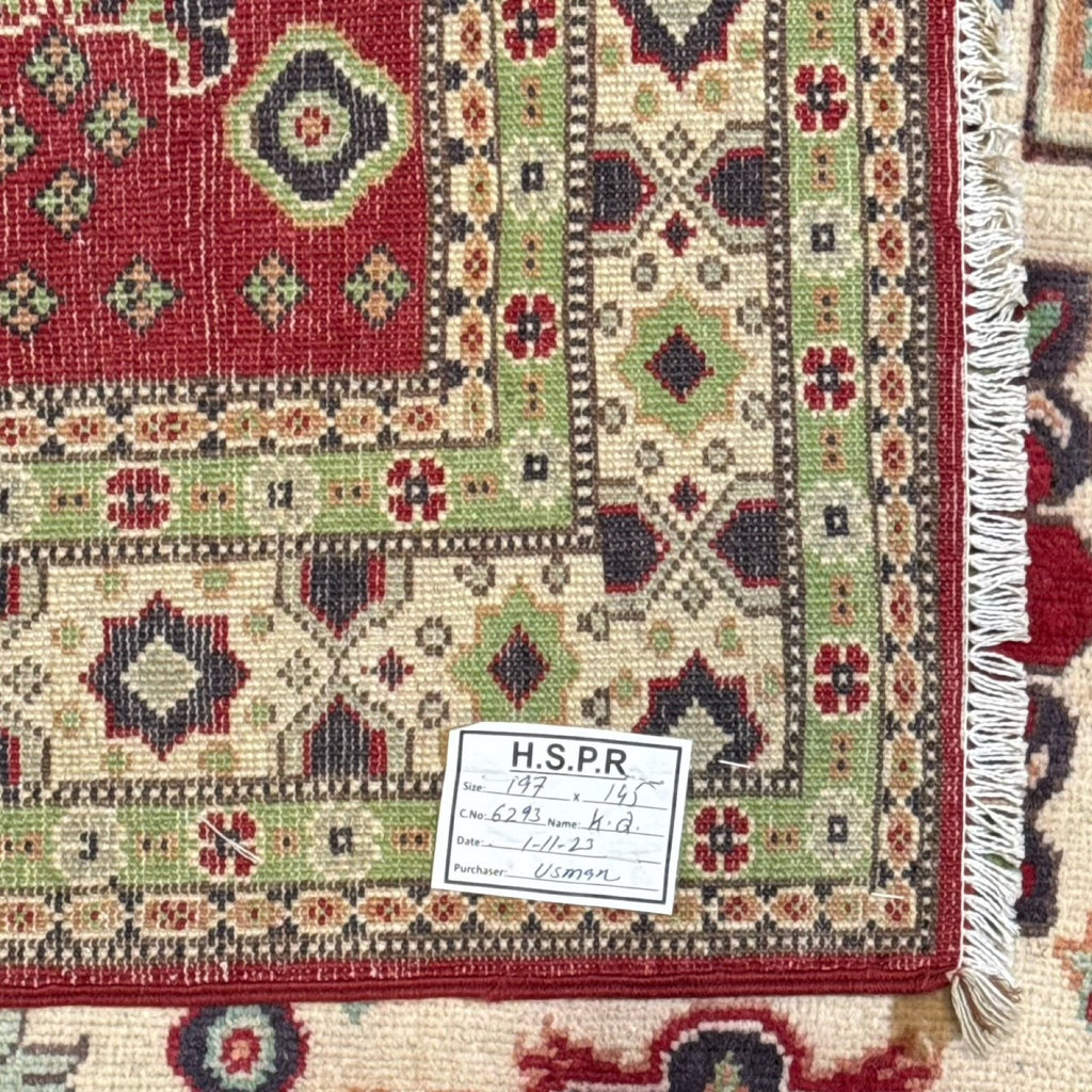 197 x 145 cm Hand Knotted Afghan Kazak Wool Rug