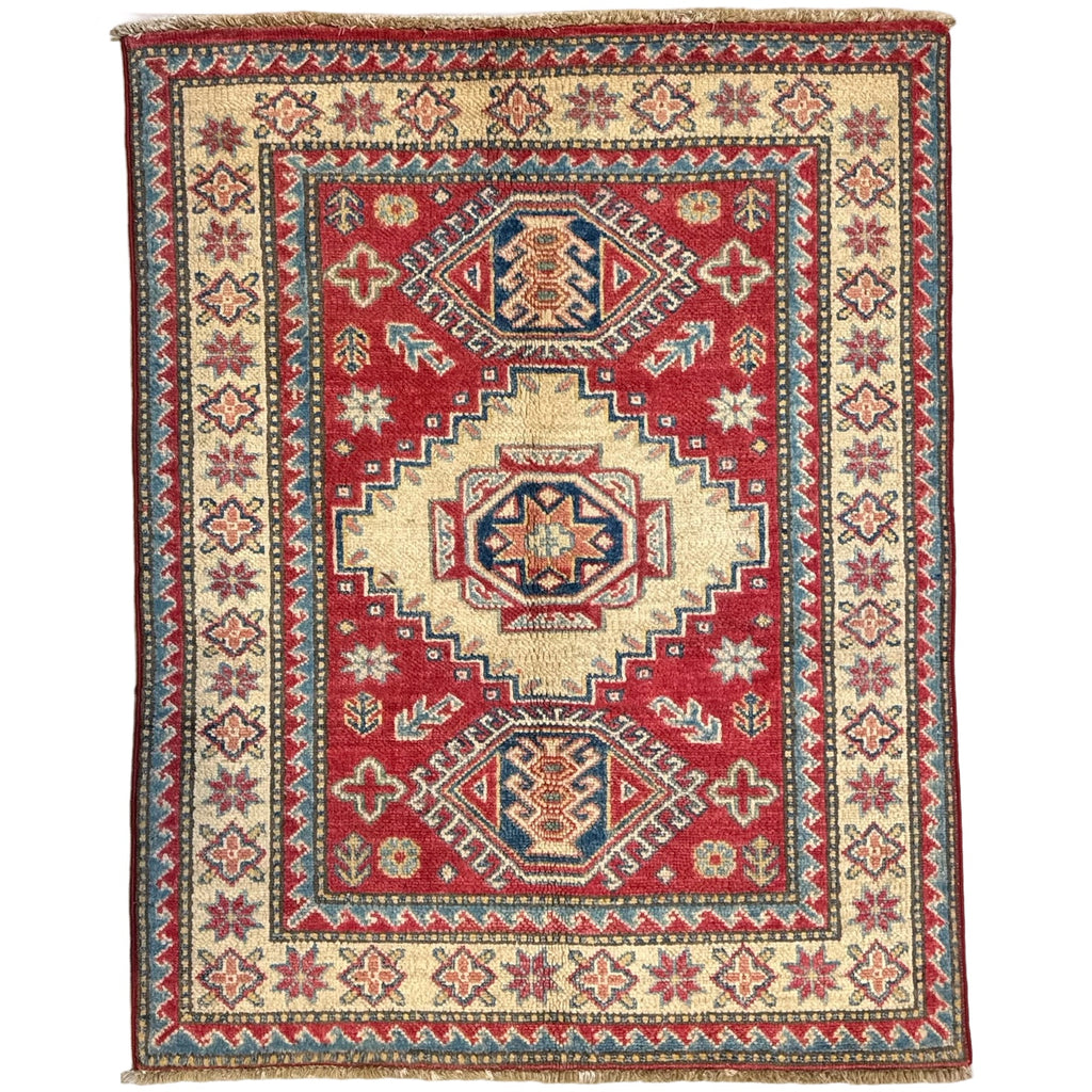 122 x 95 cm Hand Knotted Afghan Kazak – Wool Rug