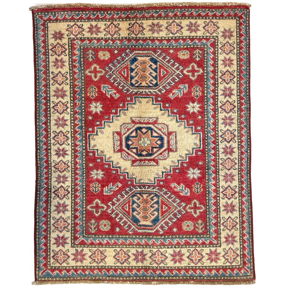 122 x 95 cm Hand Knotted Afghan Kazak – Wool Rug