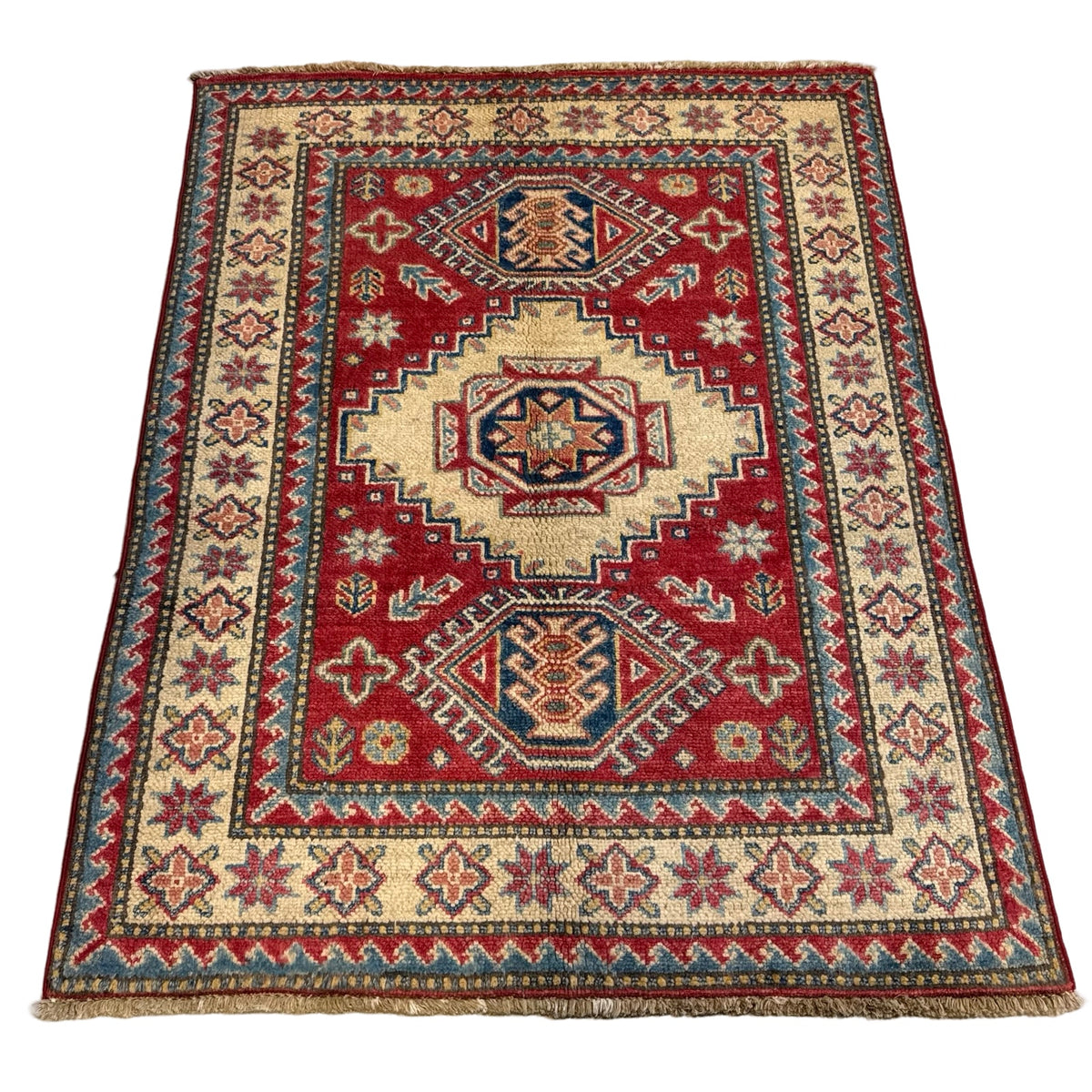 122 x 95 cm Hand Knotted Afghan Kazak – Wool Rug