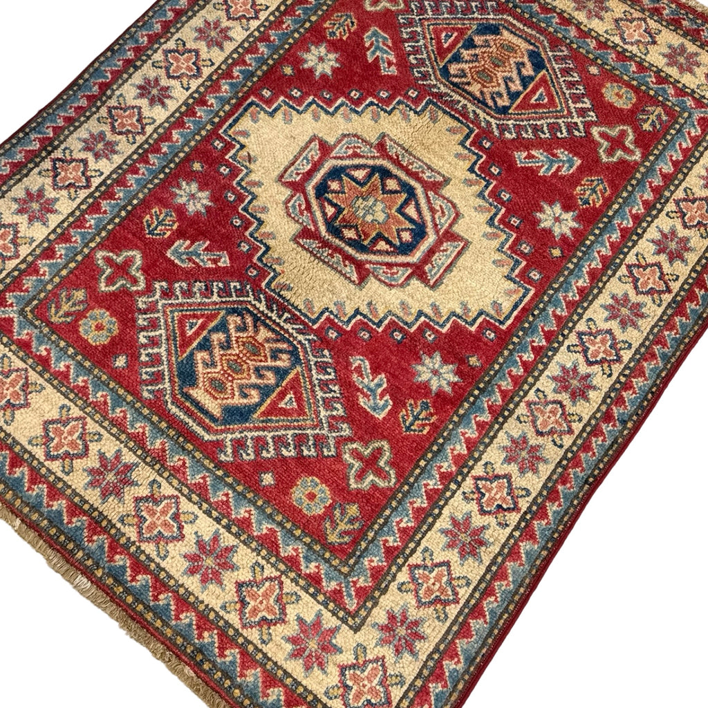 122 x 95 cm Hand Knotted Afghan Kazak – Wool Rug