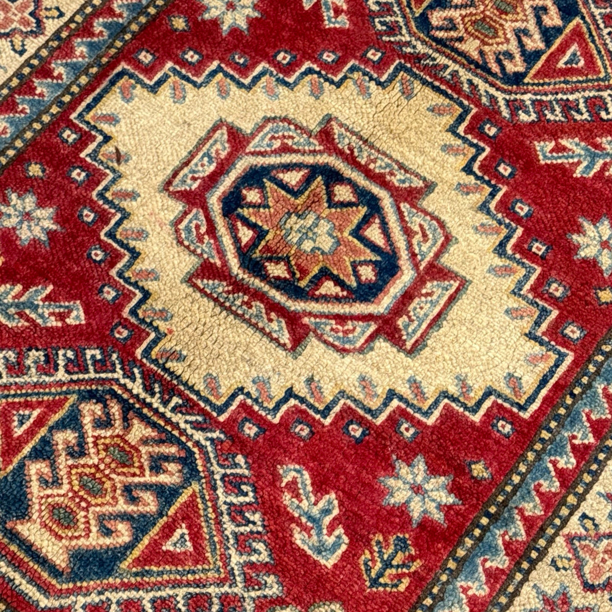 122 x 95 cm Hand Knotted Afghan Kazak – Wool Rug