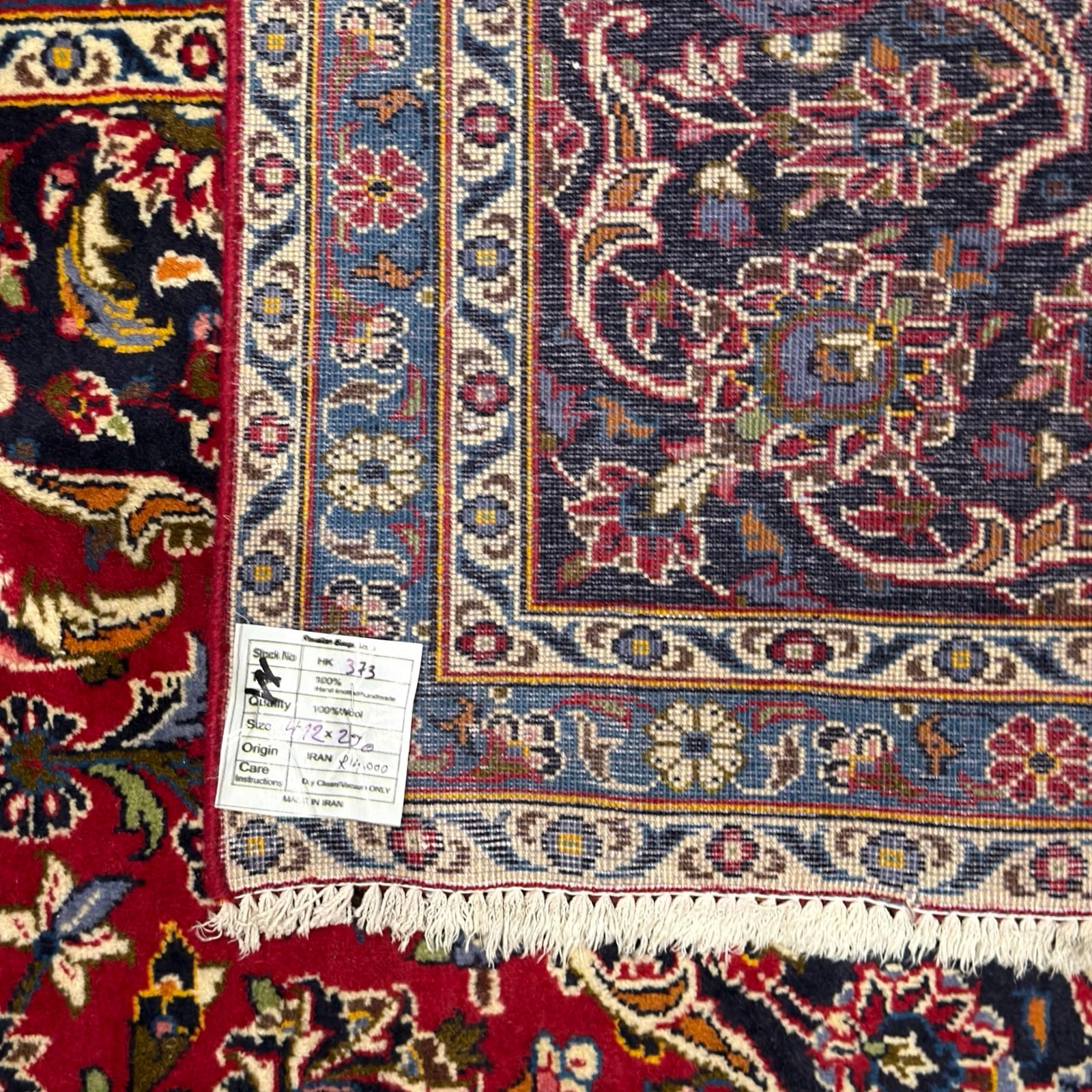 412 x 270 cm Hand-Knotted Persian Kashan Wool Rug