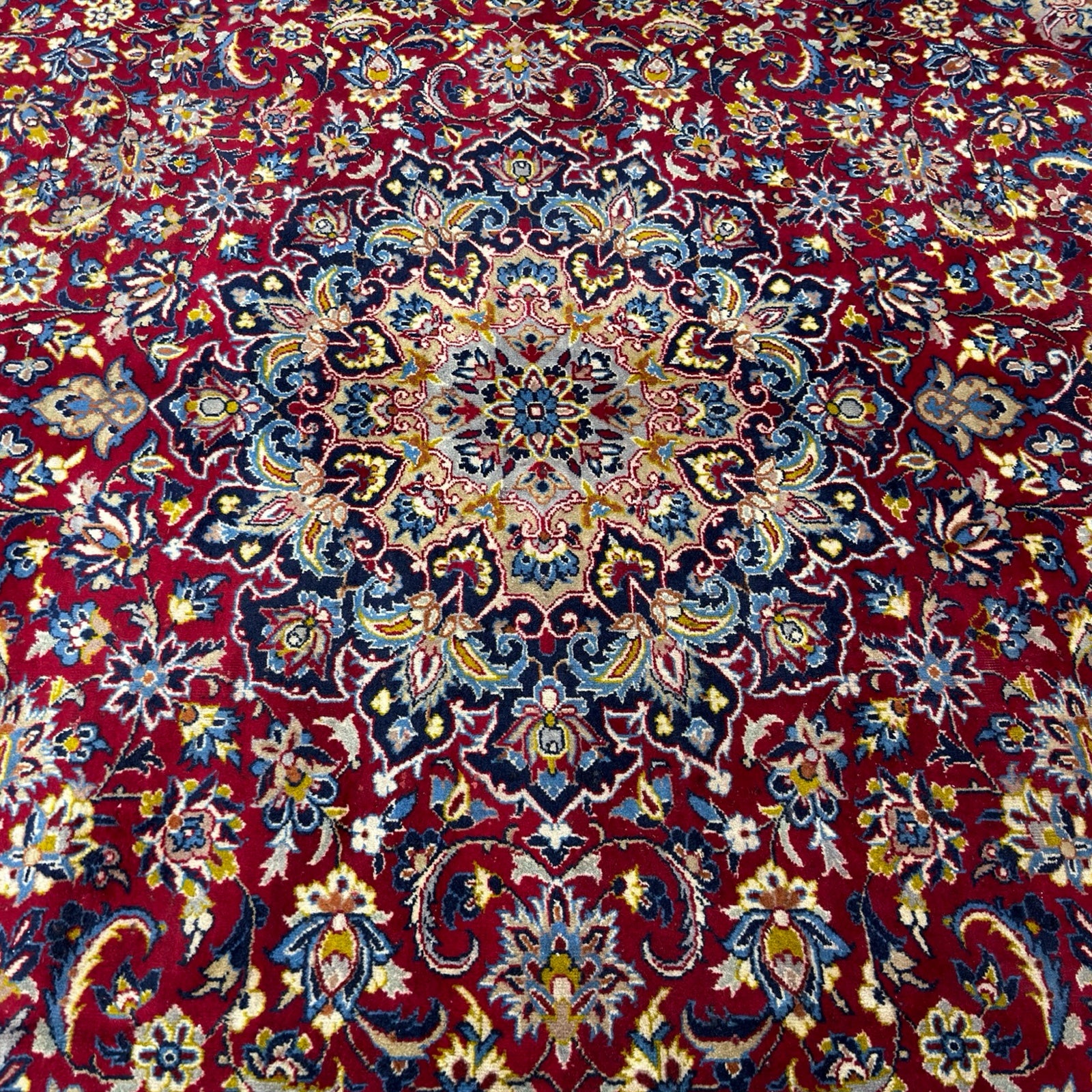 398 x 298 cm Hand-Knotted Mashad Persian Wool Rug