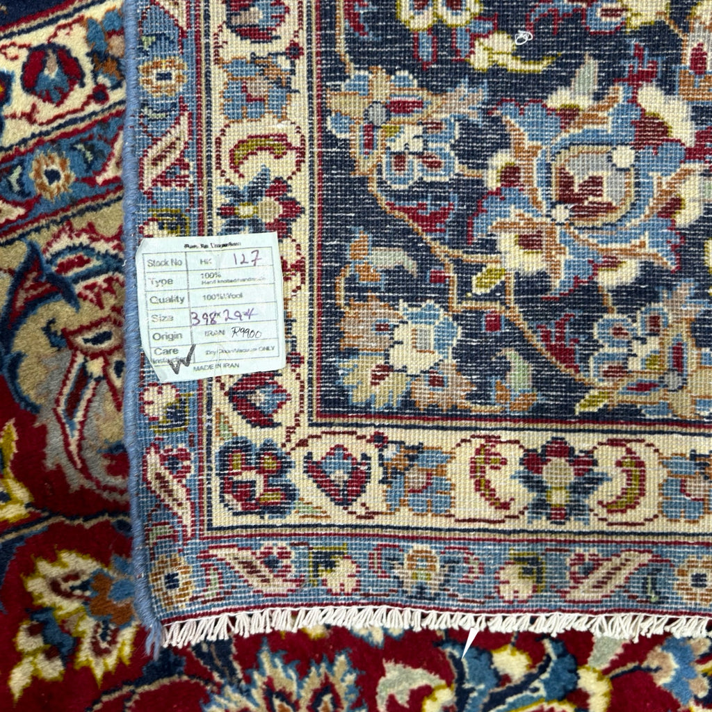 398 x 298 cm Hand-Knotted Mashad Persian Wool Rug