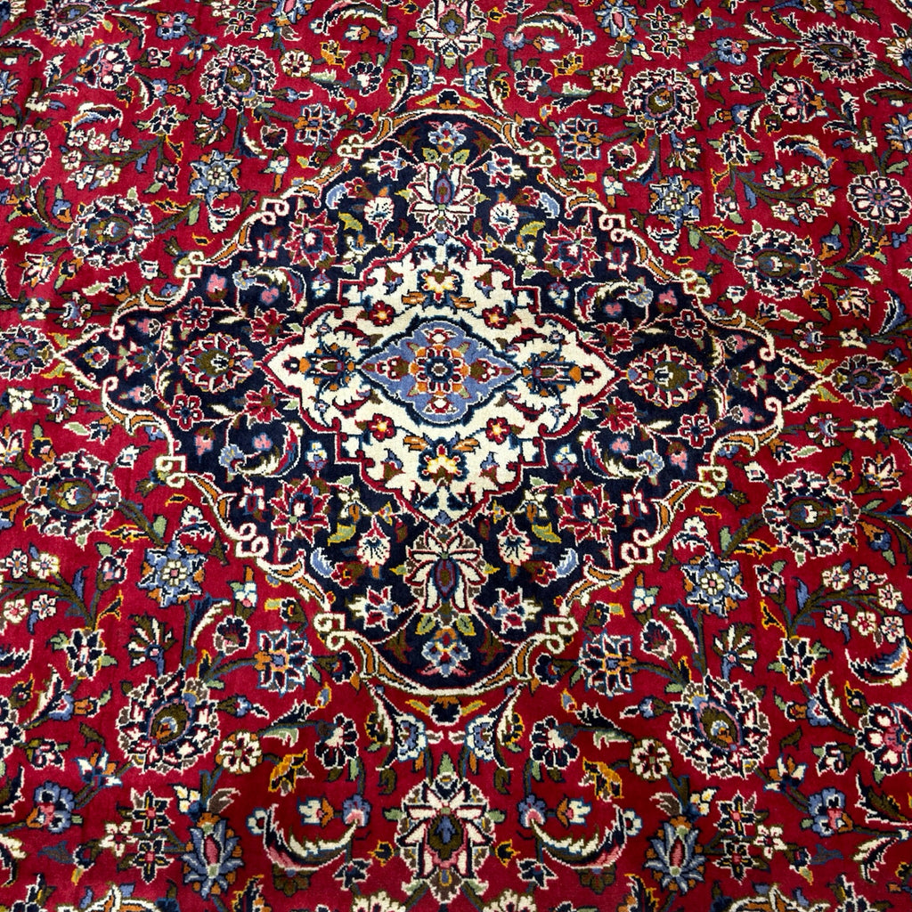 412 x 270 cm Hand-Knotted Persian Kashan Wool Rug