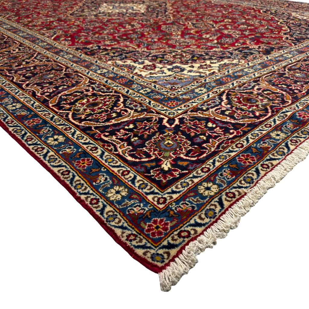412 x 270 cm Hand-Knotted Persian Kashan Wool Rug