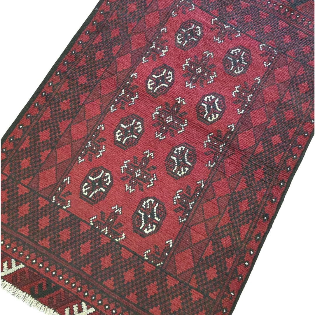 154 x 100 cm Hand Knotted Red Afghan Akche Bokhara – Wool Rug