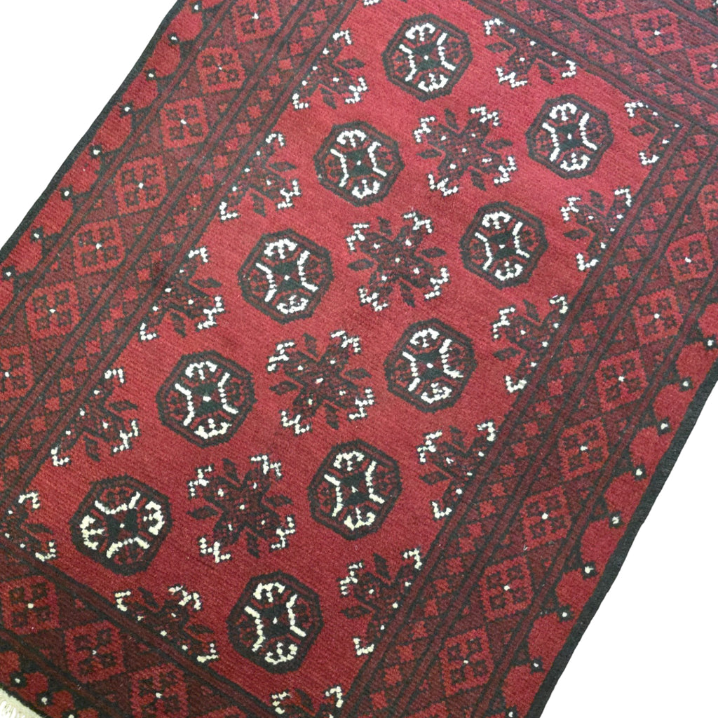 147 x 100 cm Hand Knotted Red Afghan Akche Bokhara – Wool Rug