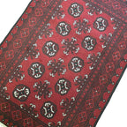 147 x 100 cm Hand Knotted Red Afghan Akche Bokhara – Wool Rug
