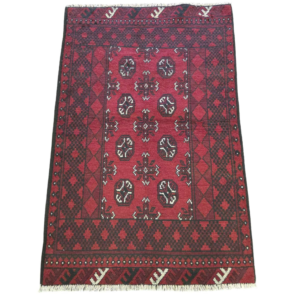 154 x 100 cm Hand Knotted Red Afghan Akche Bokhara – Wool Rug