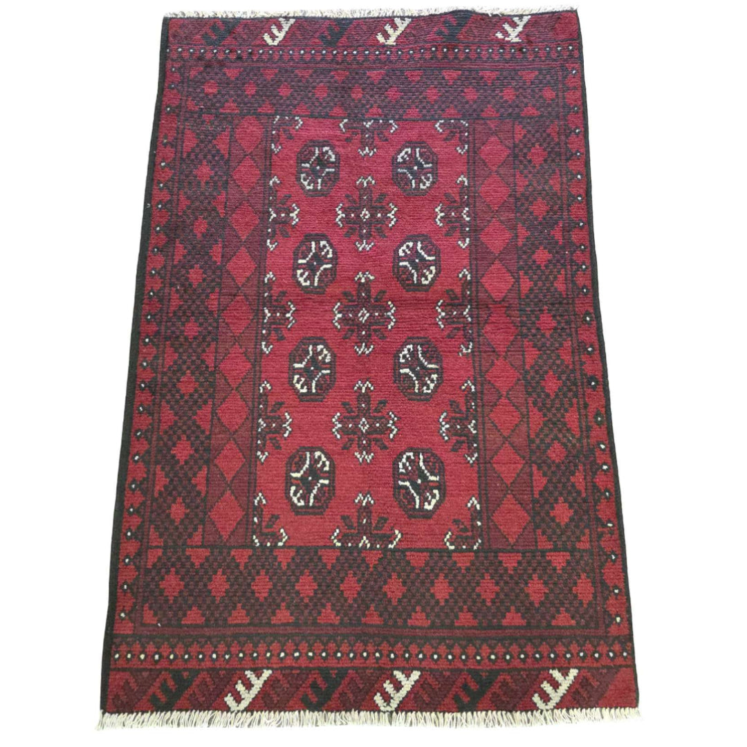 154 x 100 cm Hand Knotted Red Afghan Akche Bokhara – Wool Rug