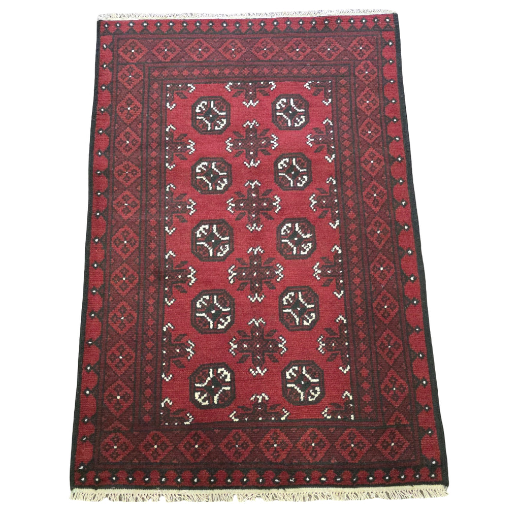 147 x 100 cm Hand Knotted Red Afghan Akche Bokhara – Wool Rug