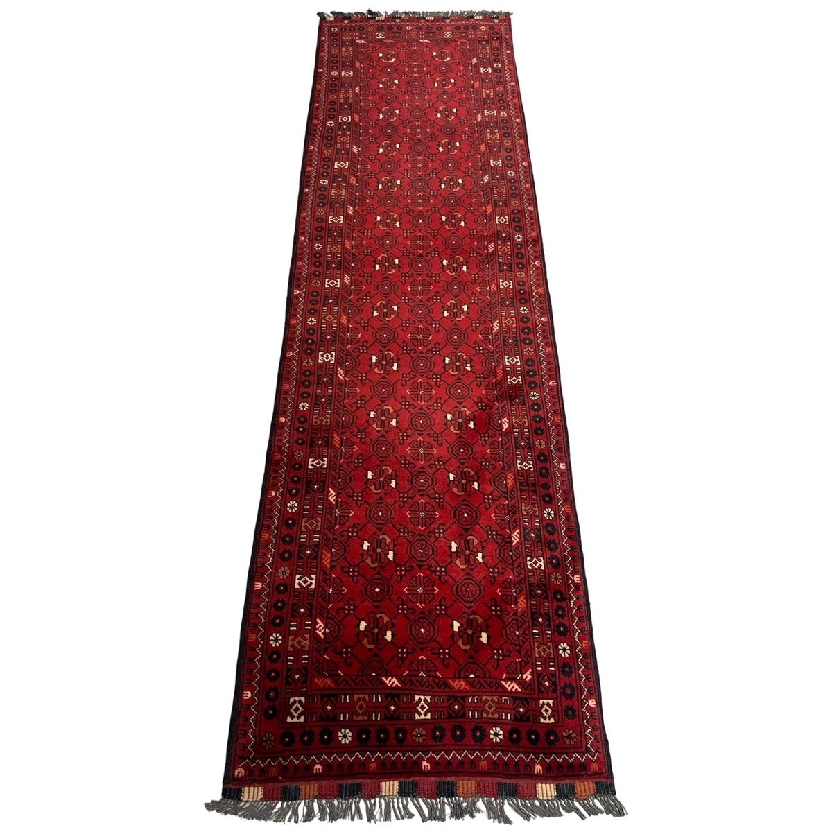 283 x 76 cm Handwoven Afghan Turkmen Bashiri Runner Rug