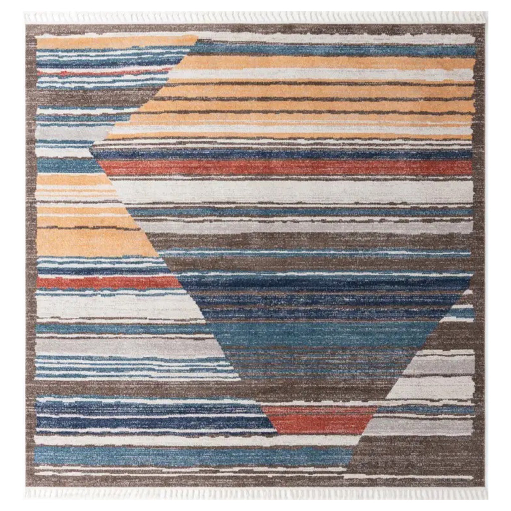 365 x 365 cm Large Size Square Modern Geometric Design – Multicolour Rug