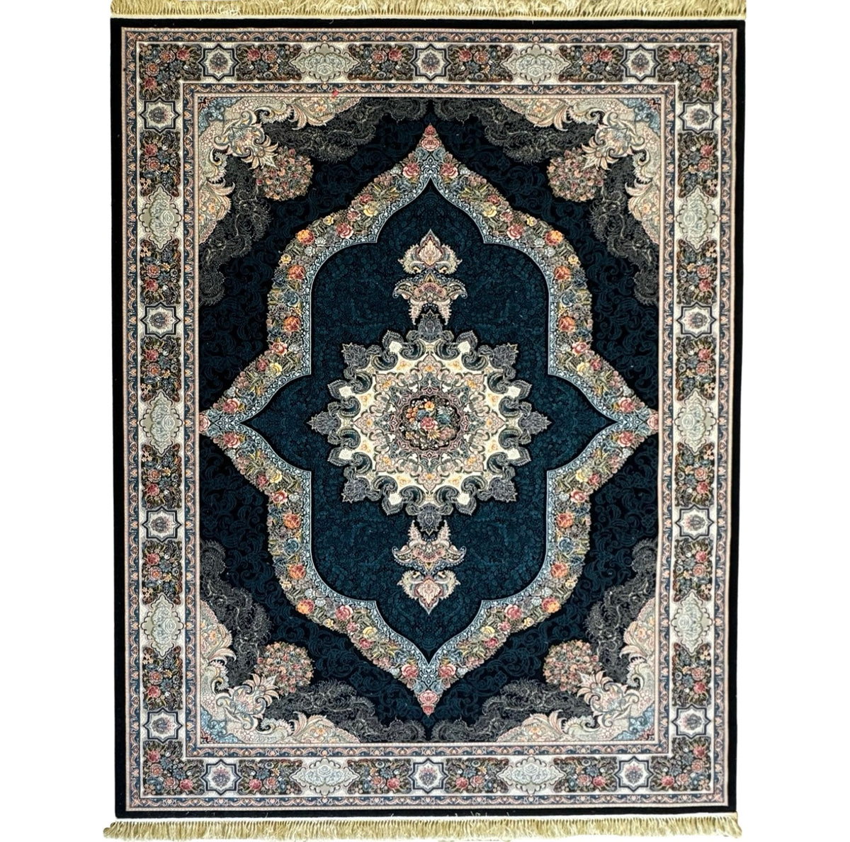 350 x 250 cm Floral High Quality Persian Large Size – Black Navy Rug
