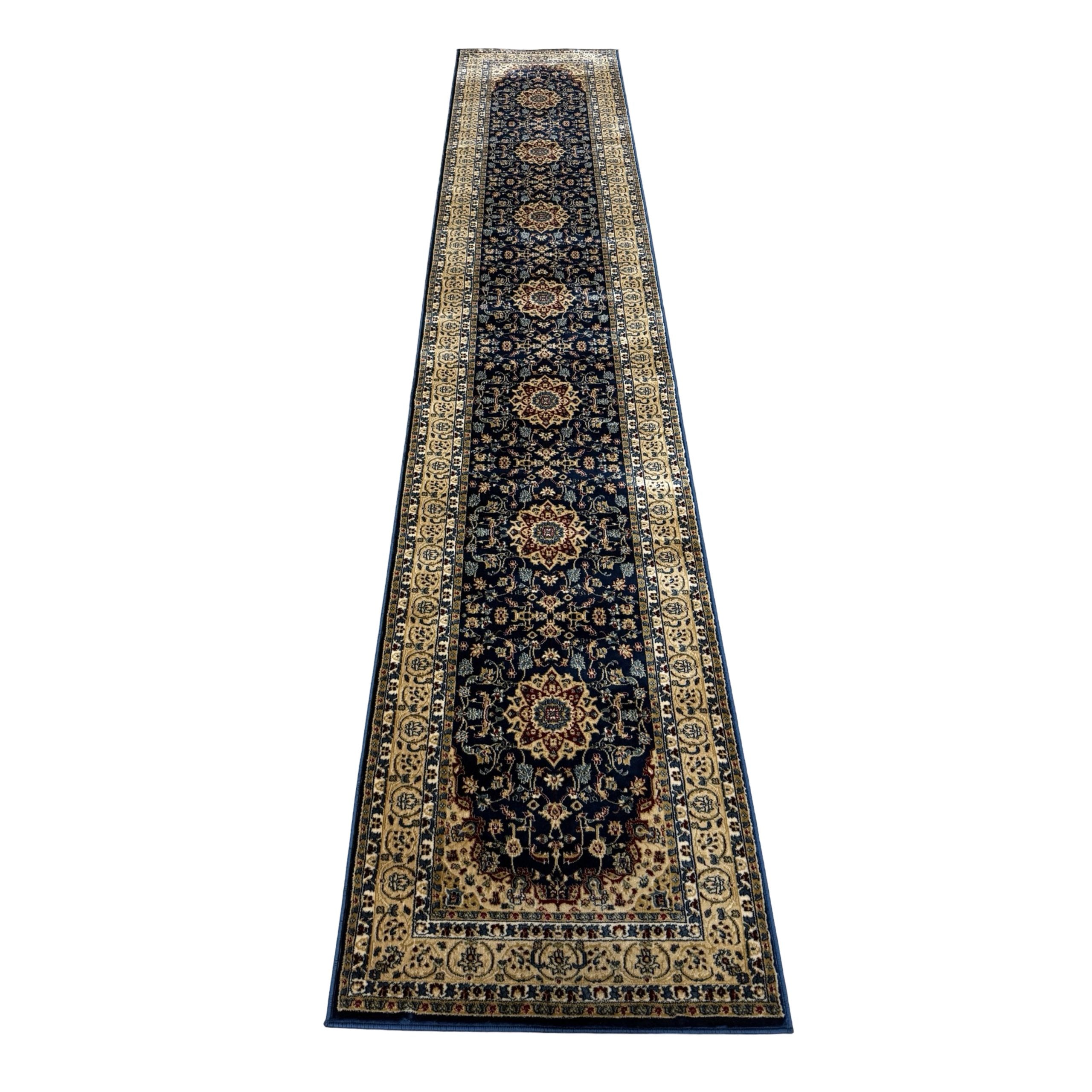 400 x 80cm Turkish Machine Made Kashan Runner Rug