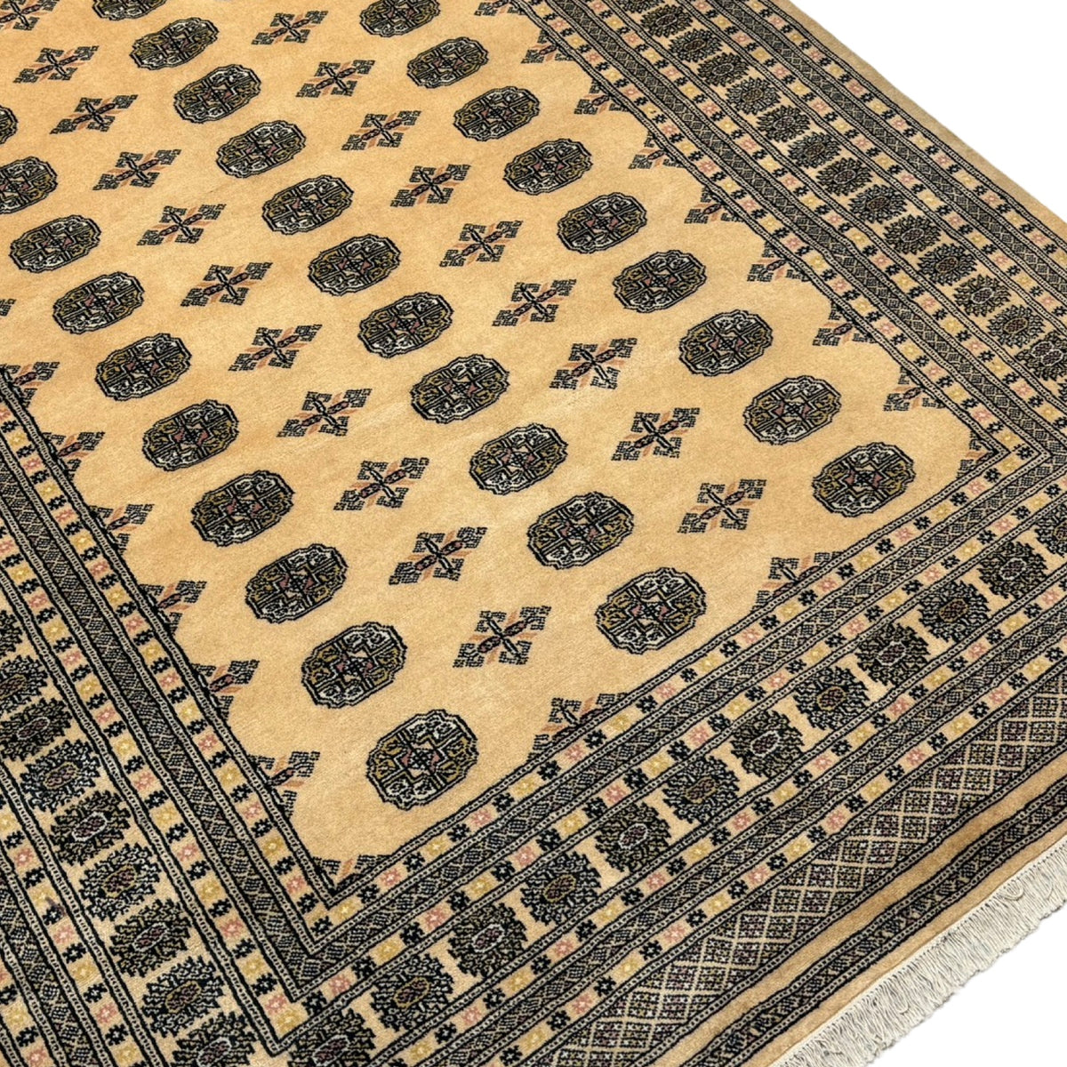 296 x 201 cm Hand-Knotted Karachi Bokhara – Beige Rug