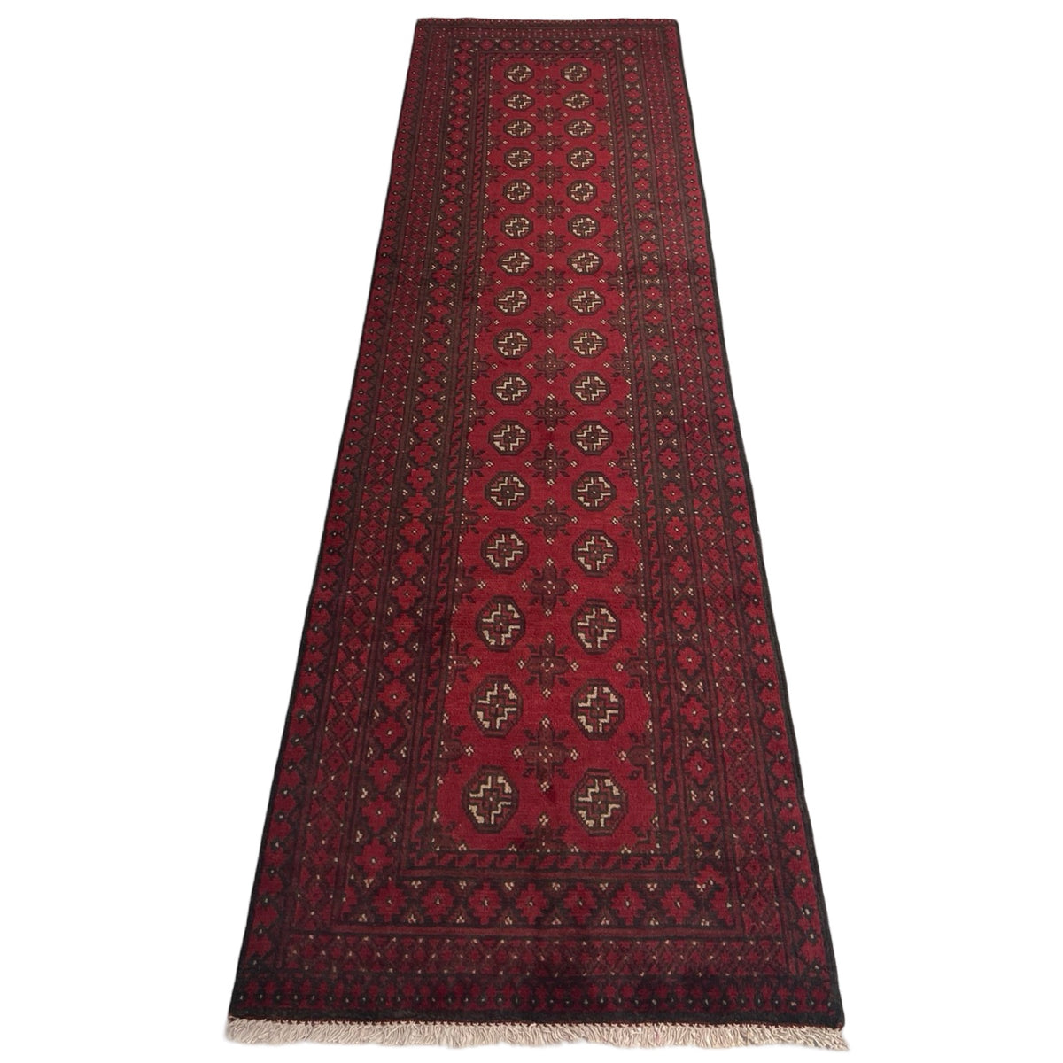294 x 78 cm Hand Knotted Afghan Akche Wool Runner Rug