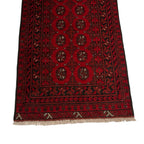 292 x 78 cm Hand Knotted Red Afghan Akche Wool Runner Rug