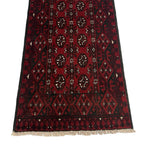 281 x 68 cm Hand Knotted Red Afghan Akche Runner Rug