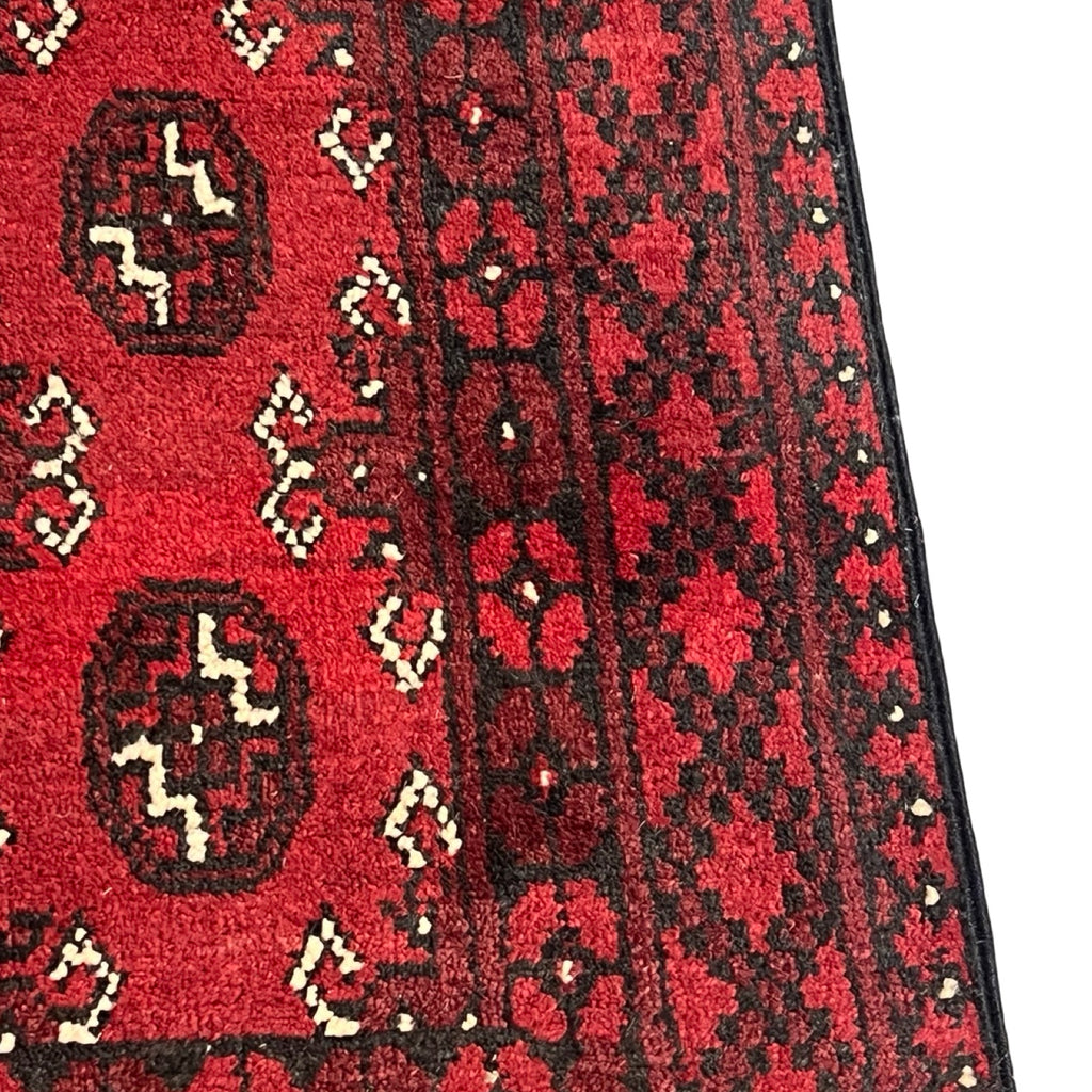 285 x 75 cm Hand Knotted Red Afghan Akche Runner Rug