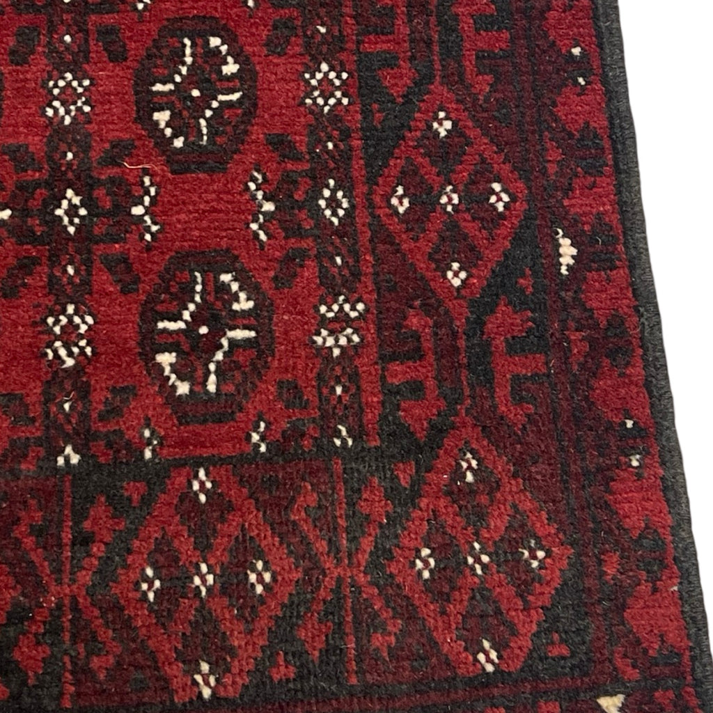 281 x 68 cm Hand Knotted Red Afghan Akche Runner Rug
