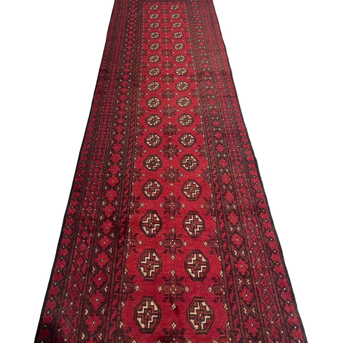 294 x 78 cm Hand Knotted Afghan Akche Wool Runner Rug