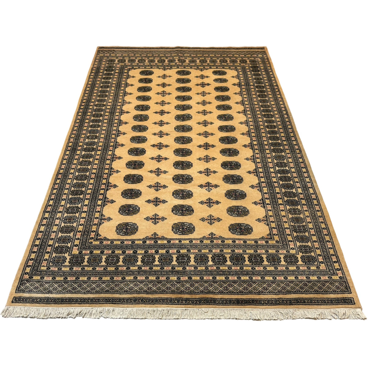296 x 201 cm Hand-Knotted Karachi Bokhara – Beige Rug