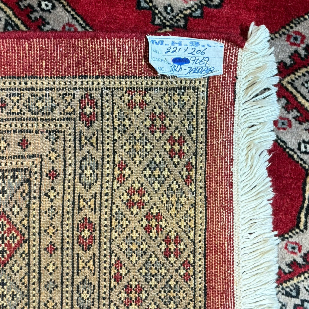 221 x 206 cm Hand Knotted Karachi Jaldar Bokhara – Red Rug