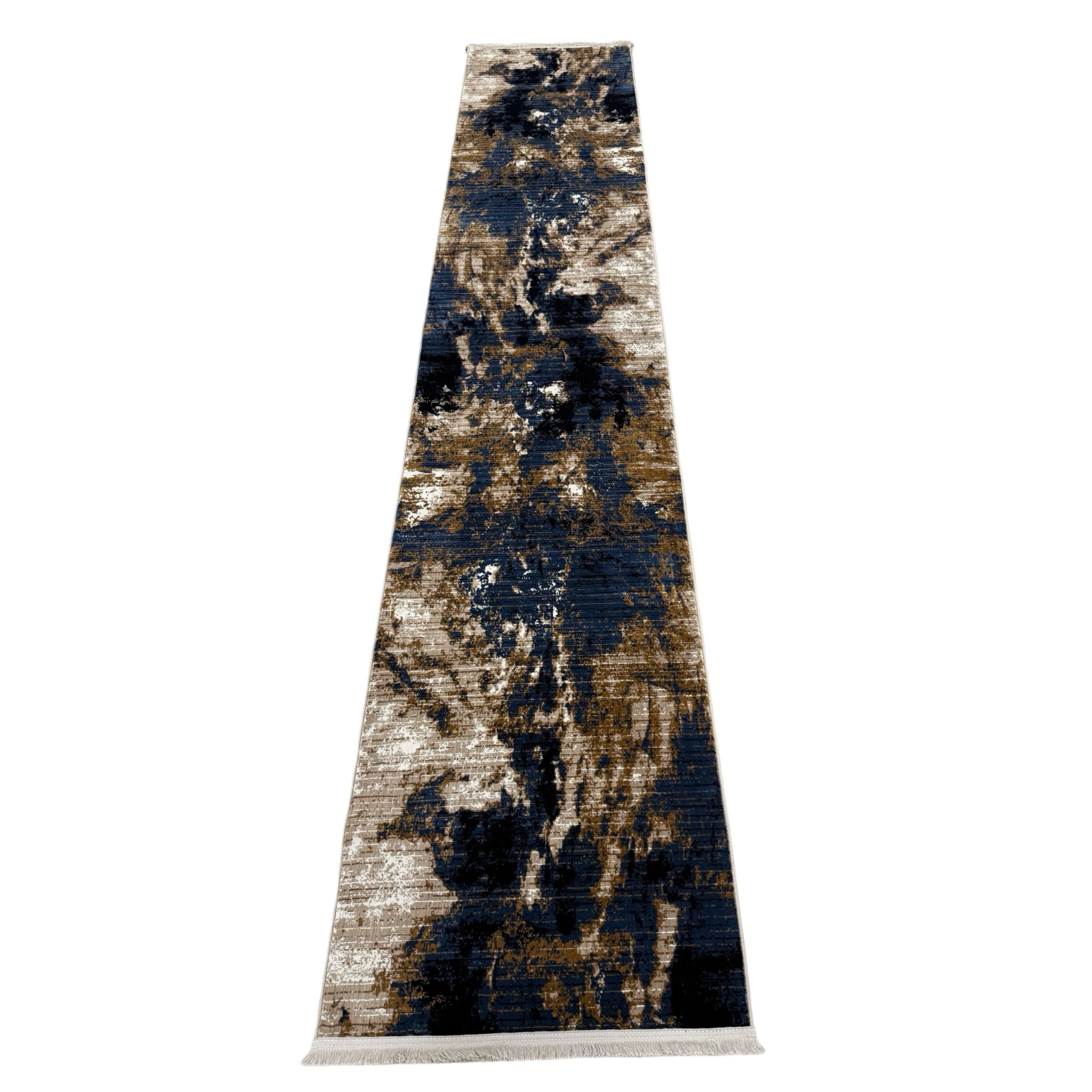 400 x 80 cm Modern Blue/Beige Runner Machine-Made