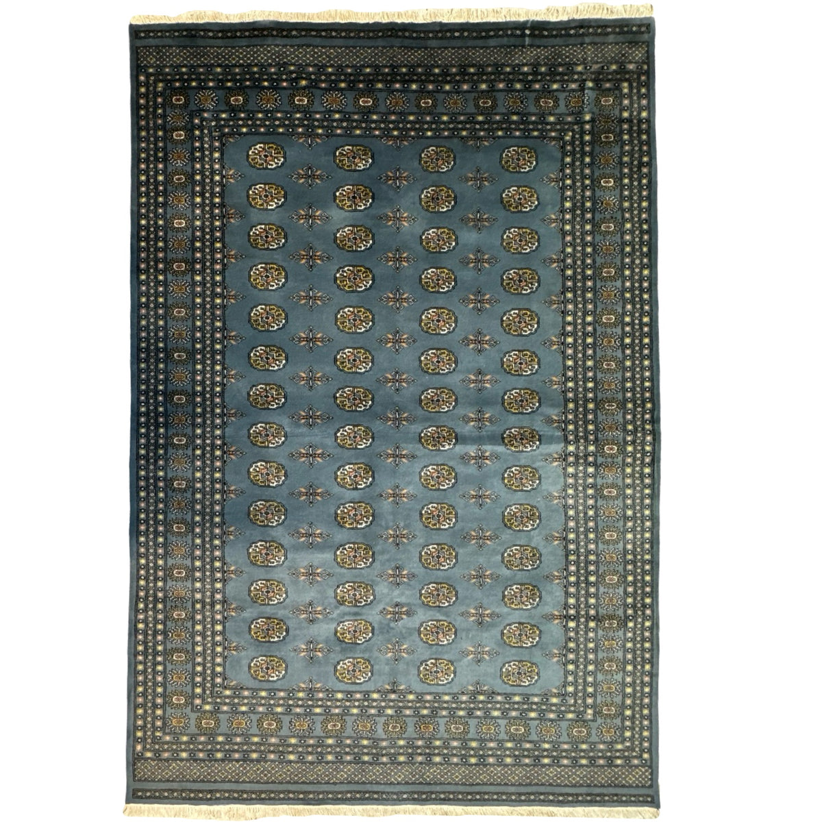297 x 201 cm Hand Knotted Karachi Bokhara – Blue Rug