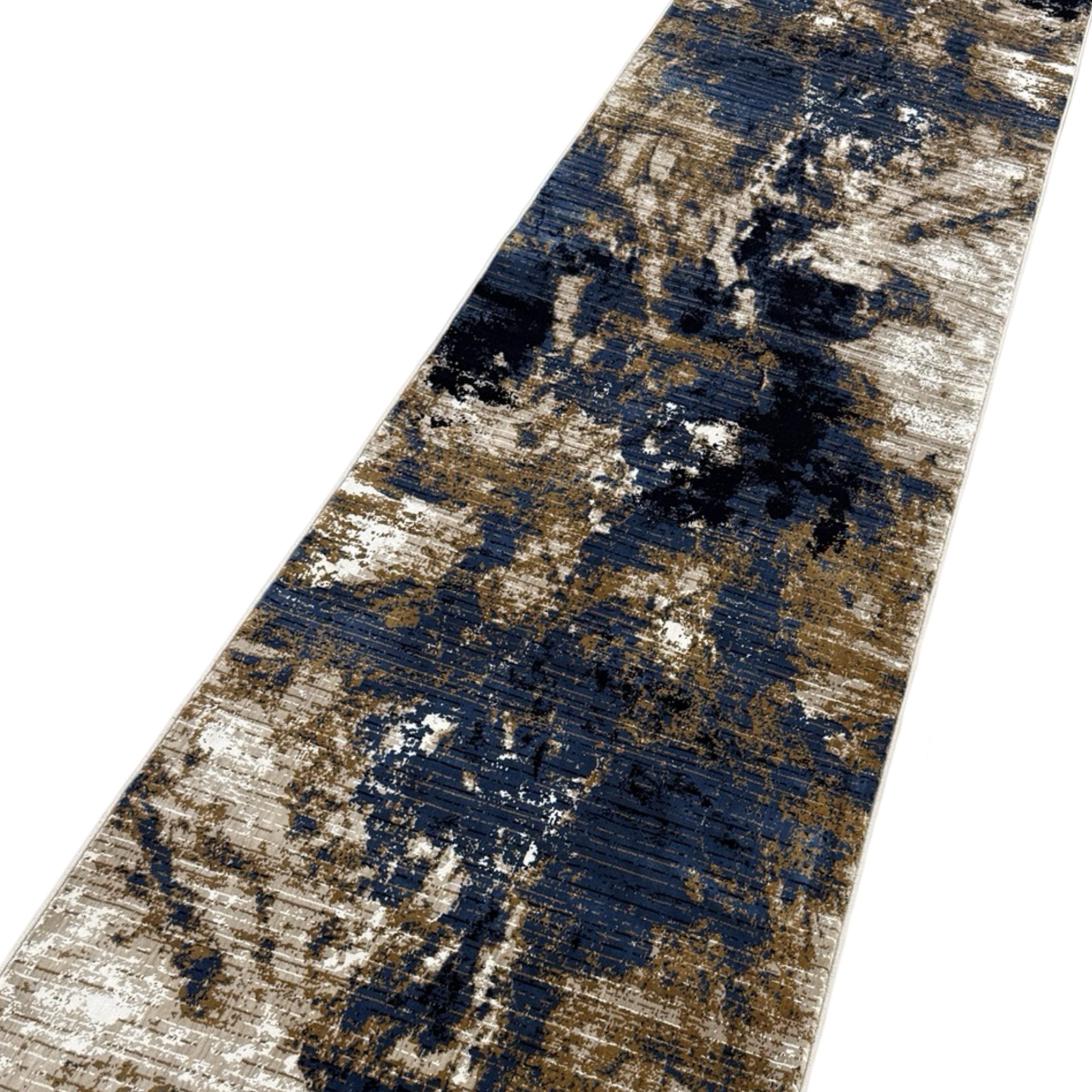 400 x 80 cm Modern Blue/Beige Runner Machine-Made