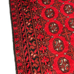 292 x 78 cm Hand Knotted Red Afghan Akche Wool Runner Rug