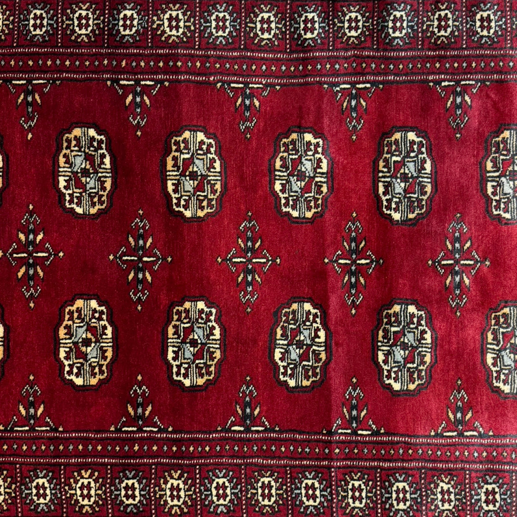 159 x 94 cm Hand Knotted Karachi Bokhara – Red Rug