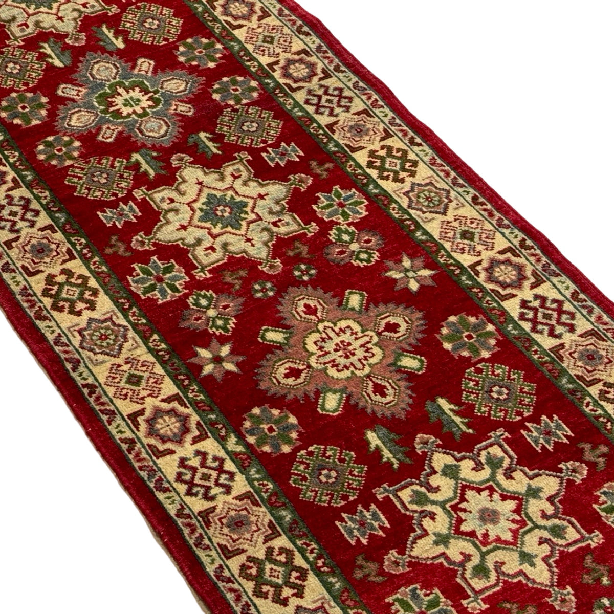 293 x 73 cm Hand Knotted Afghan Kazak Wool Runner Rug